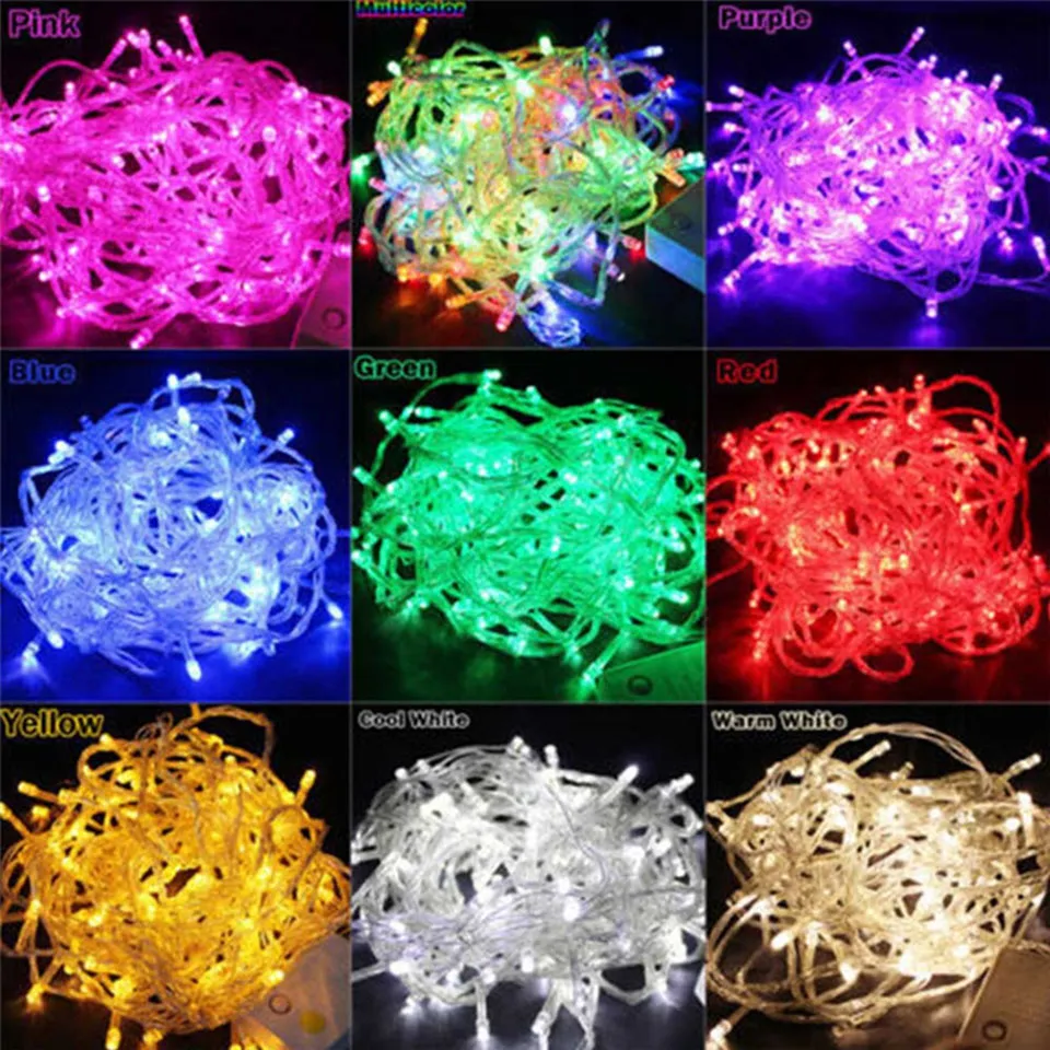 10m 100leds LED String Light AC220V AC110V 9 Kleuren Festoen Lampen Waterdichte Outdoor Garland Party Holiday Kerstdecoratie