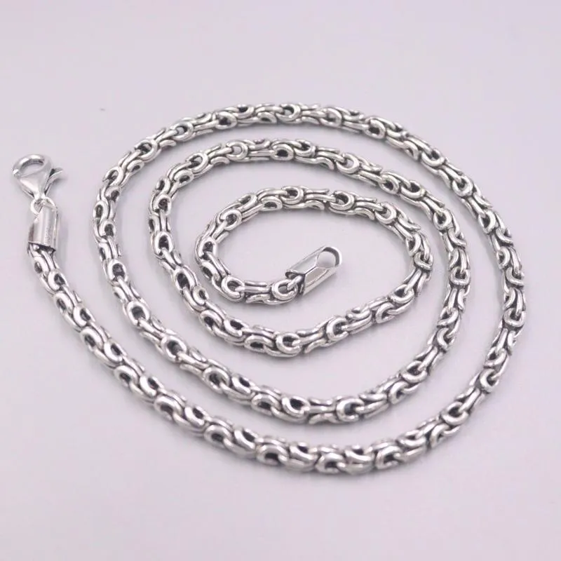 Chains Pure 925 Sterling Silver Chain Width 4mm Special Pattern Necklace 55cm / 31-32g For Man Lucky Gift
