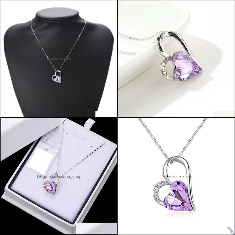 statement necklace for women choker jewelry irregular heartshaped amethyst pendant necklace simple retro short pendant necklace