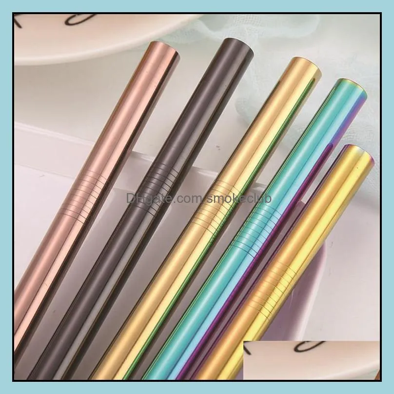 Reusable 12MM Bubble Tea Straws, PVD Plated 12MM Straight Metal Straws, 12MM Colored Straws for Smoothie