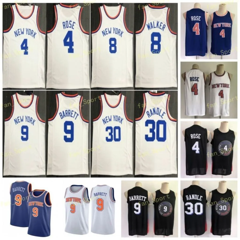 75th City Earned Edition RJ R.J. 9 Barrett Basketball Jerseys 8 Walker Derrick 4 Rose Julius 30 Randle Men Stitched Size S-3XL