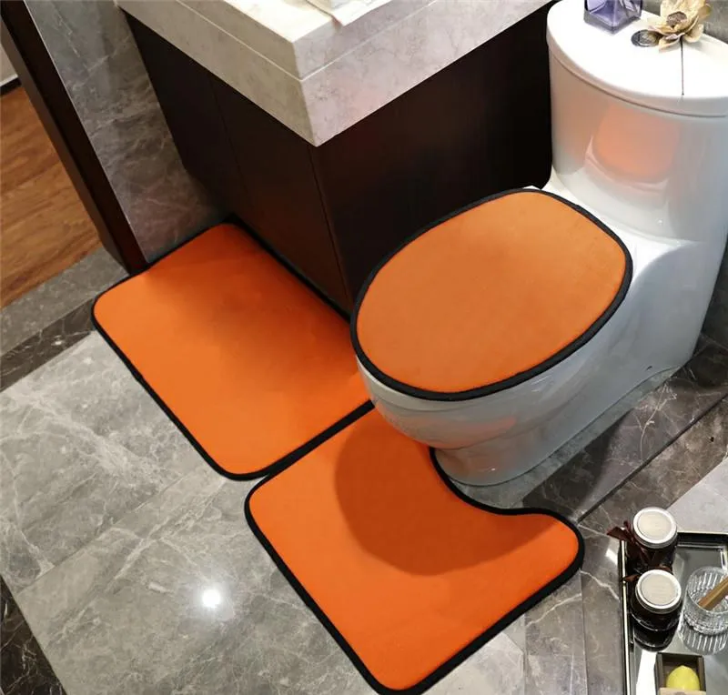 Set di coprisedili per WC di colore arancione, zerbini per interni, tappetini a U, accessori da bagno ecologici