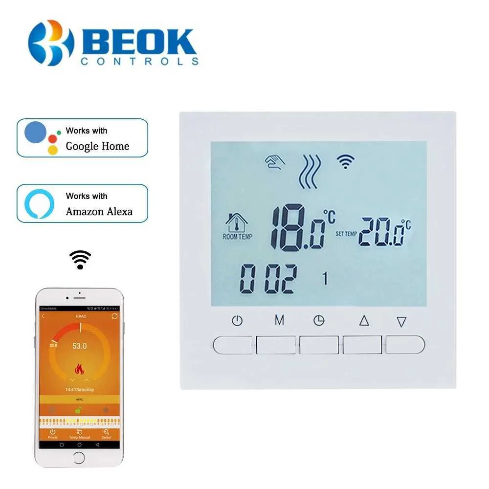 Beok قابلة للبرمجة غلاية غلاية التدفئة درجة الحرارة منظم الذكية واي فاي ترموستات التحكم ناحية ترموستاتو مع طفل قفل 210719
