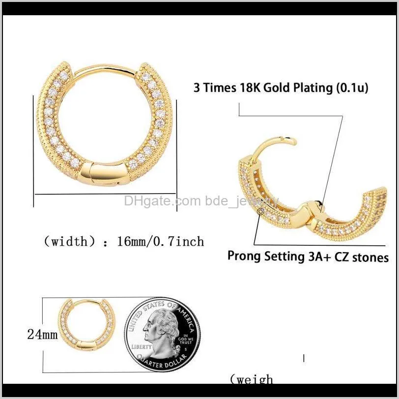 new big cz diamond earring jewelry silver gold plated stud earring women men earrings cross copper