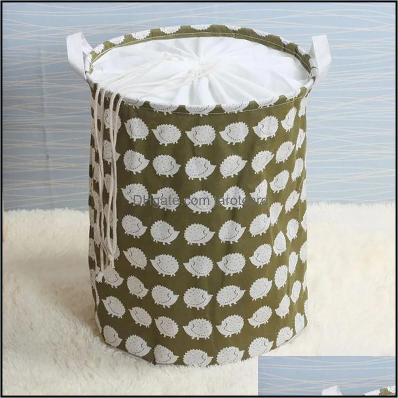 Foldable Laundry Basket Fabric Storage for Clothes Toys Waterproof Bucket with Drawstring Bathroom Organizer