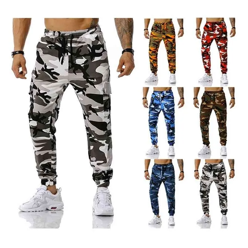 Camouflage Camo Cargo Pants Men Casual Cotton Multi Pocket Long Trousers Hip Hop Joggers Urban Overalls Military Tactical 210715