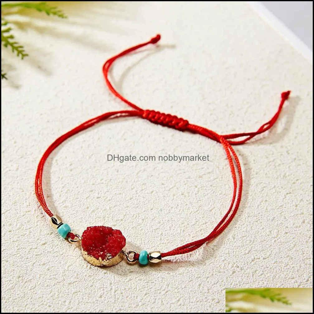 Make Wish Paper Card Hand-woven Lucky Red String Bracelet Femme Multicolor Natural Stones Bracelet for Women Friendship Jewelry