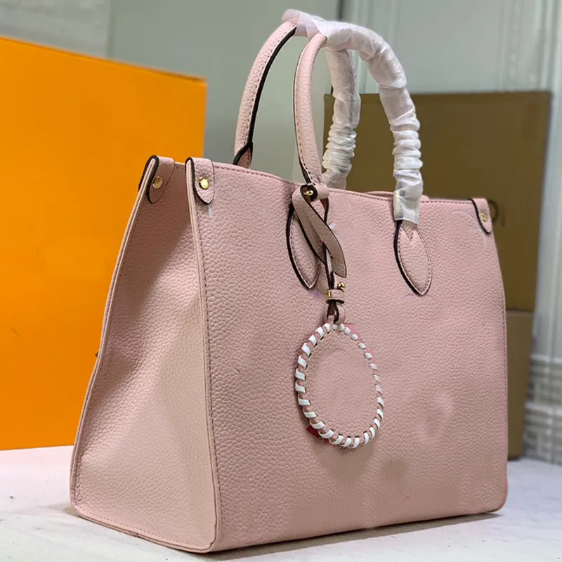 MM Tote Bag Women Handbag Large Capacity Shopping Shoulder Bags Embossed Gradient Letter Grained Leather Braided Round Tag Spacious Totes