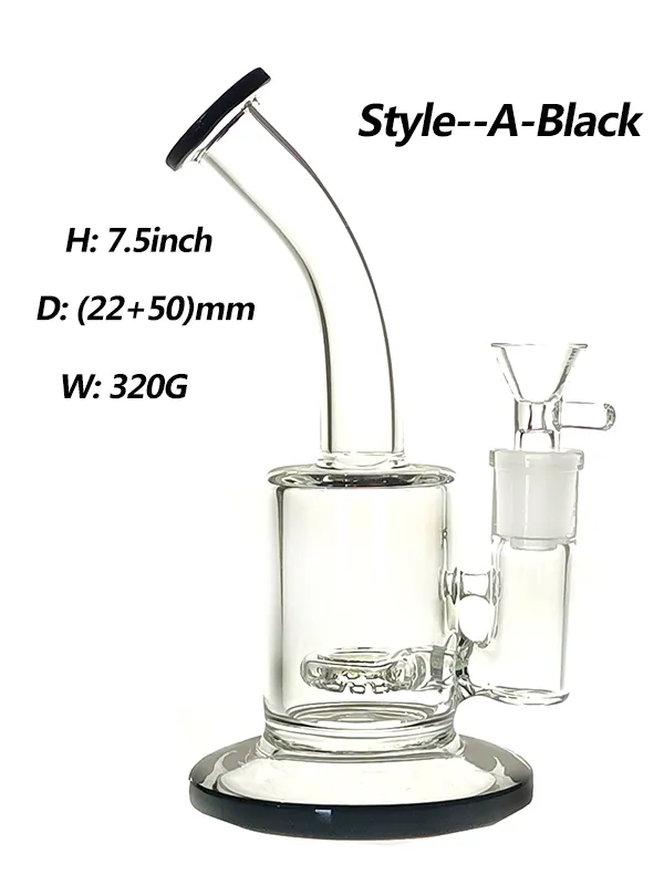 Glazen waterpijp Rig/Bubbler Bong voor roken 7,5 inch Hoogte 3 perc met 14 mm glazen kom 320 g gewicht 3 kleuren BU001A/B/C