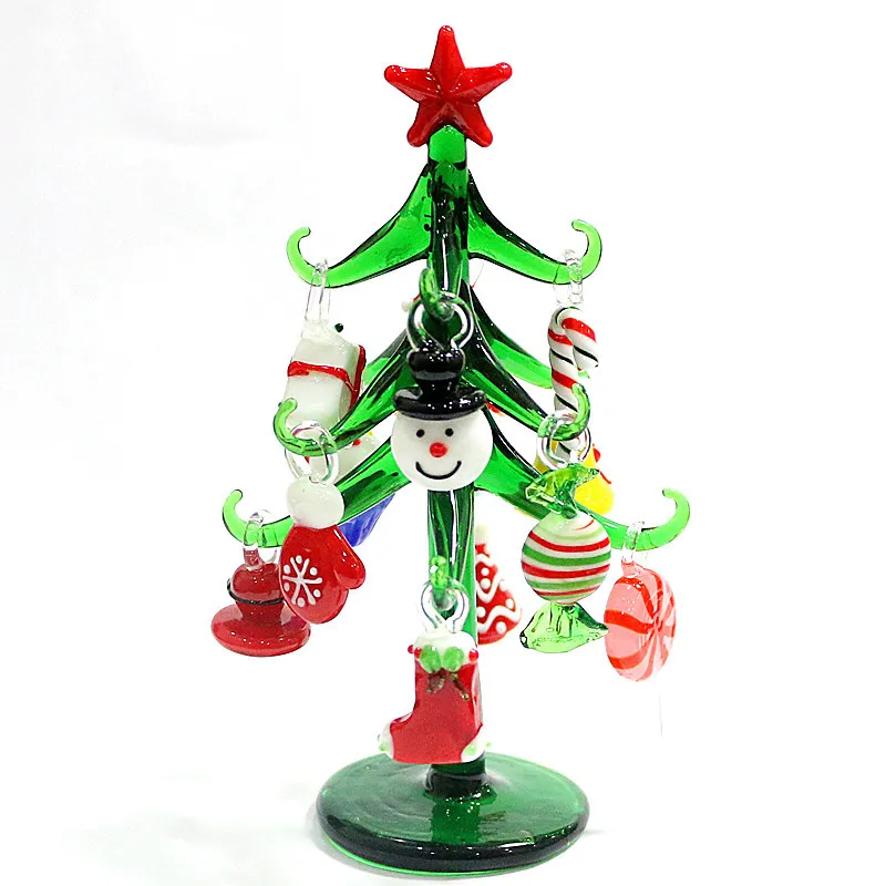 Ornements d'arbre de Noël en verre avec 12 Mini décoration de Noël mignonne faite à la main pendentif breloque accessoires cadeaux de fête de vacances pour les enfants