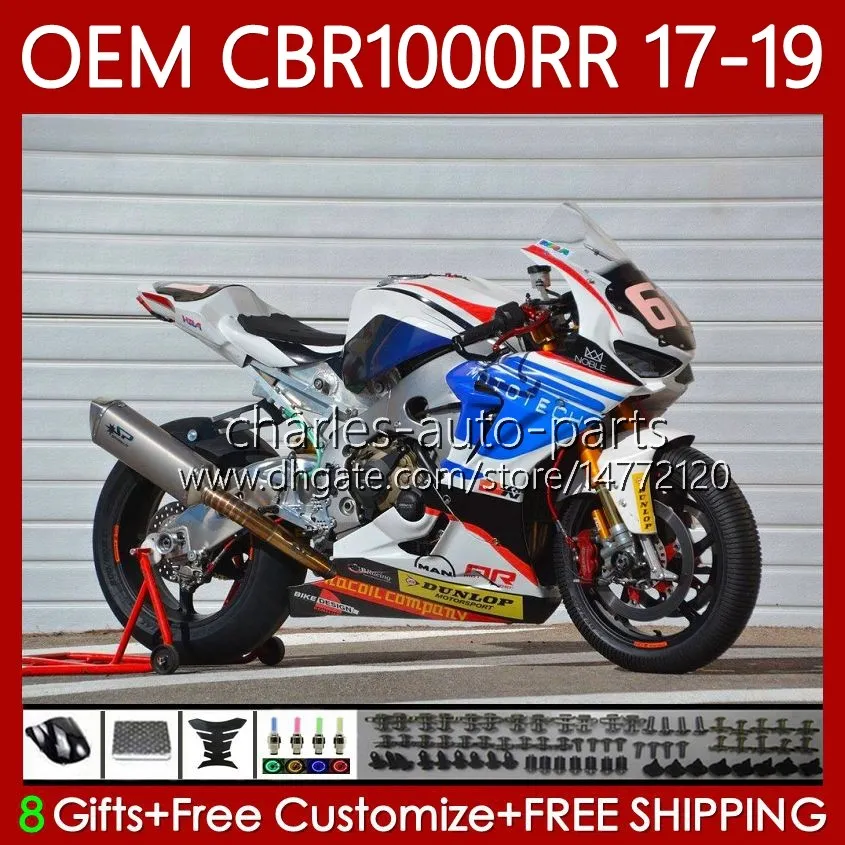 Bodywork + Tanque para Honda OEM CBR1000 CBR 1000 RR CC branco azul blk 1000cc cbr1000rr 17 18 19 corpo 75No.68 cbr 1000rr 2017 2018 2019 cbr1000cc 17-19 injeção de carenagem