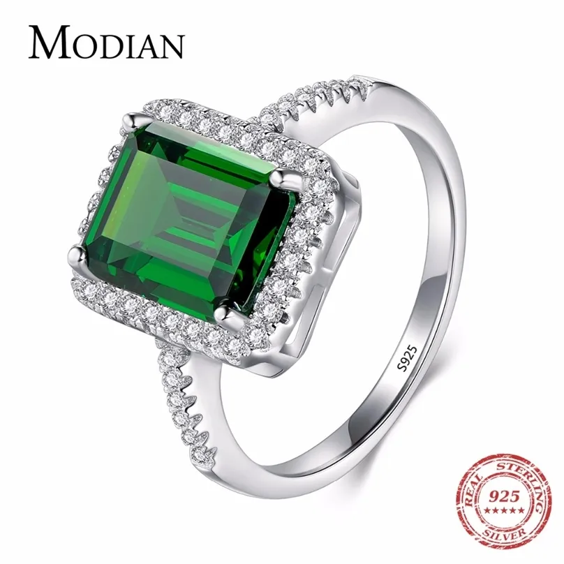 Модиана дизайн мода реальный 925 стерлингового серебра серебро зеленое специальное сокращение кольцо свадебный палец циркония ювелирные украшения кольца для женщин 211217