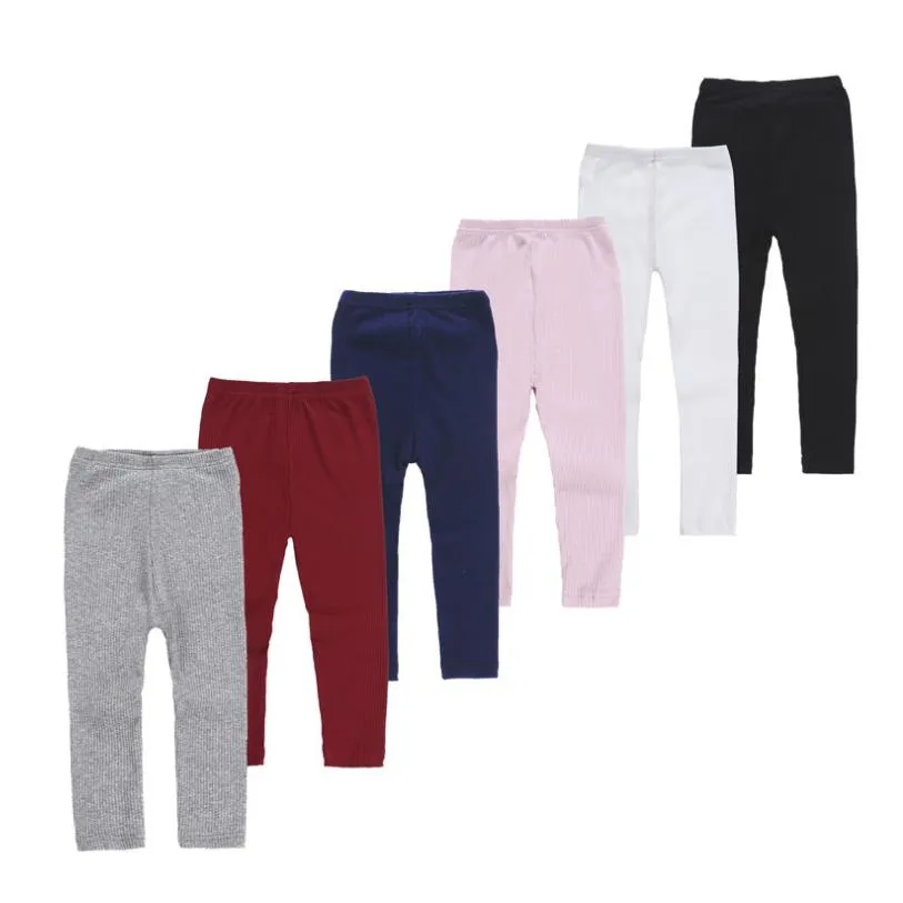 Filles Leggings Couleur Bonbon Collants Enfant Élastique Tricoté Fille Pantalon Enfants Pantalon Maigre Bébé Vêtements 6 Conception En Option DW4676