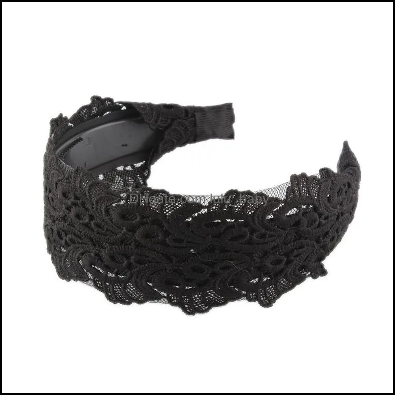 Hair Clips & Barrettes Womens Wide Headband Lace Hoop Bride Hairband Headwraps Accessories For Girls Embroidery Jewelry