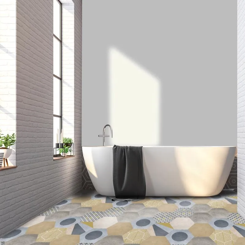 Стены наклейки из изголовья шестиугольник дома декор гостиной ванной комнаты водонепроницаемый противоскользящий пол 3D обои