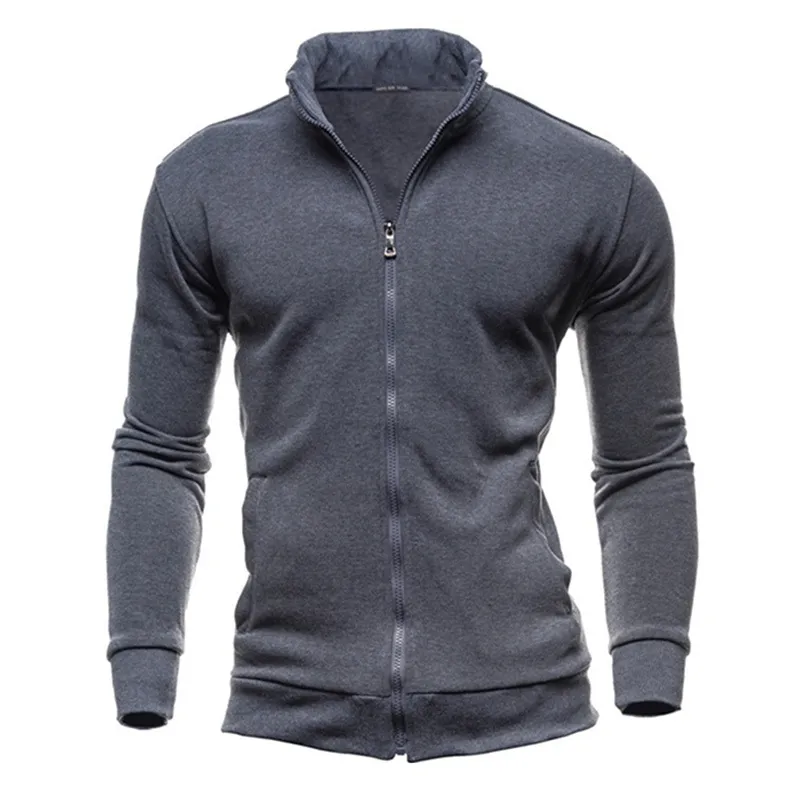 2020 Homens Casaco Marca Roupas Moda Zip Stand Colarinho Homem Casual Slim Card Hoody Cardigan Zipper Capuz Roupas Y0319