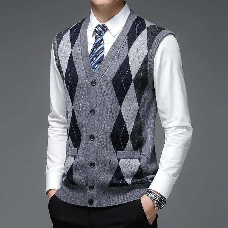 Argyle Mens Deep V Neck Knit Vest 6 Wool Diamond Sleeveless Casual Mens Clothing Stores By Fashion Brand Autum Sweater From Weeklyed 31.74 DHgate.Com