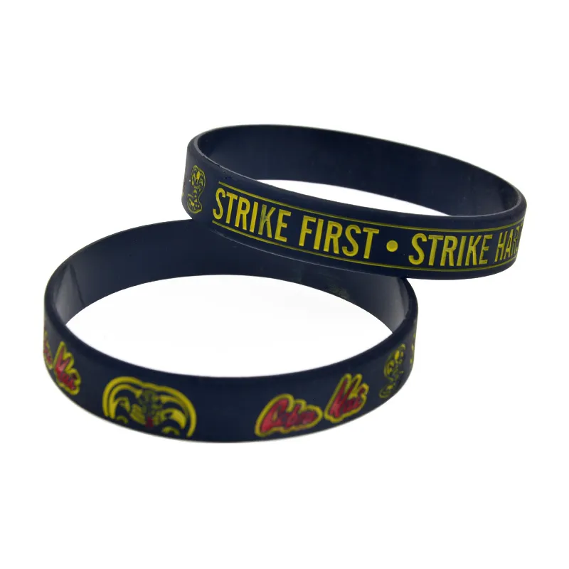 1PC Strike First Strike Hard No Mercy Silicone Wristband Classic Decoration Logo Black Adult Size3046