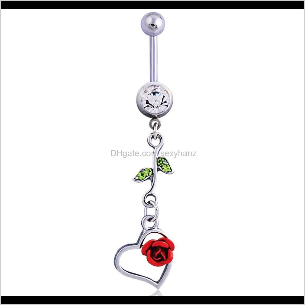 & Bell Drop Delivery 2021 D0737 (1 Color ) Flower Dangle Belly Button Piercing Navel Rings Stainless Steel Bars Body Jewelry Pjoxe