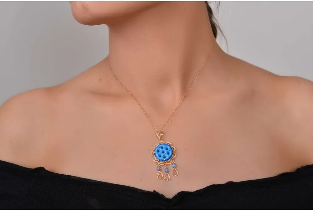 Vintage Evil Eye Naszyjniki Hercai Mardin Reyyan Amulet Syriac Red Spinned Design Beads Turkish Series Jewelry Wisiorek