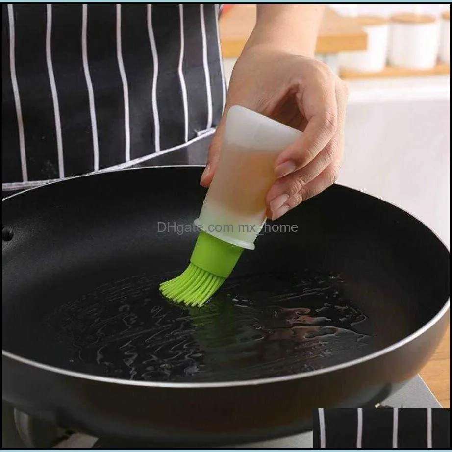Other Kitchen Tools Portable Silicone Bottle with Grill Brushes Liquid Pastry Baking BBQ Tool Brush Oil 4 Colors VF8Q