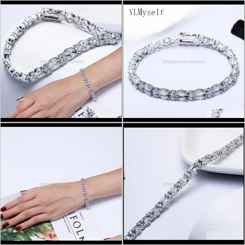 18 cm new 2 lines crystal bracelets shiny horse eyes shape stones jewelry jewellery female luxury statement tennis bracelets