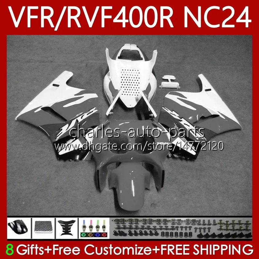 Kit de carénages pour HONDA RVF VFR 400 VFR400 R 400RR 87-88 Corps 78No.147 VFR400R RVF400R NC24 V4 RVF400 R 1987 1988 VFR 400R VFR400RR 87 88 Carrosserie de moto Gris blanc