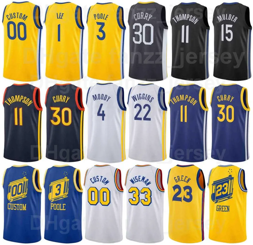 Screen Printed Basketball Damion Lee Jersey 1 Poole 3 Mychal Mulder 15 Jonathan Kuminga 00 Andre Iguodala 9 Otto Porter 32 Stephen Curry 30 Navy Blue Men Women Kids