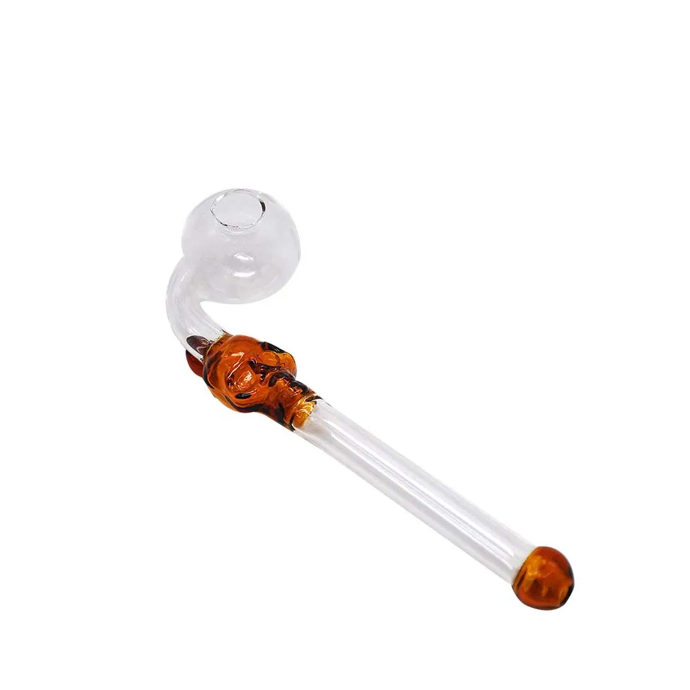 Skull Style Glass Smoking Handle Pipe Pyrex Spiral Oil Burner Pipes Smoke Pipe Glass Tobacco Water Pipe Hookah Shisha Water Tube Hose