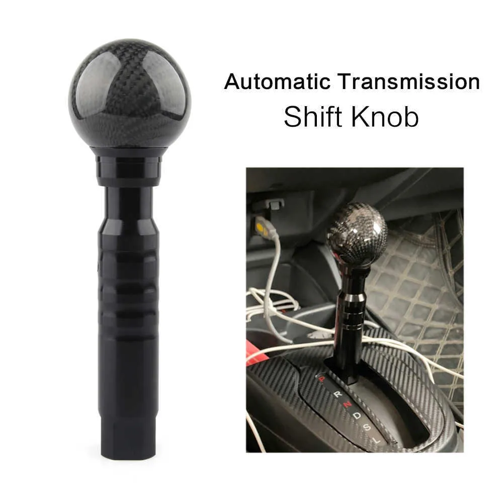 Carbon Grain Automatic Transmission Shift Knob Gear Selector Round Ball Button Shifter Knopp på växelspakens handtag