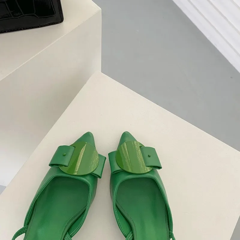 Green Hight Heels Women Pointed Toe Comfor Low Heels Office Shoes Summer Slingback Ladies Pumps Black Shoes Zapatos De Tacon