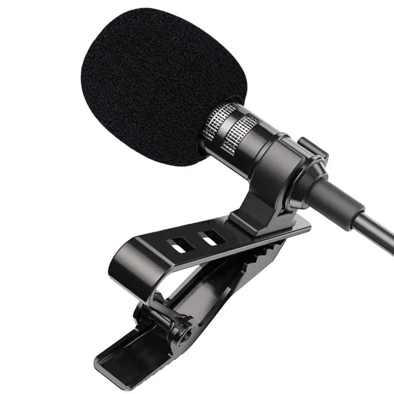 1,5 m mini Portable Lavalier Microphone Condenser Clip-On Lapel Mic Wire Microphones For Android Phone PC Camera