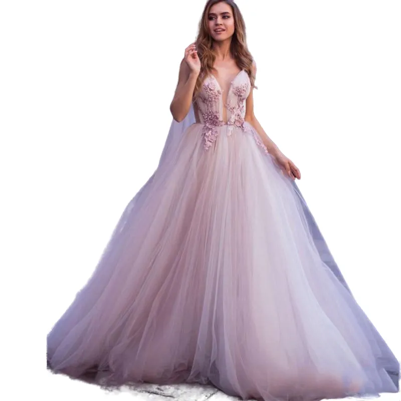 Boho Light Lilac Wedding Dress A Line 2022 Flowers... From Chicweddings,  $129.18