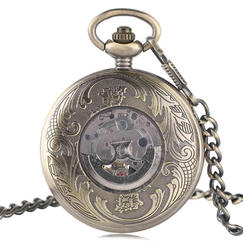 Awesome Hollow Kylin Mechanical Pocket Watch Fob Chain Retro Oriental Clock Good Fortune Symbol Special Friends Family Gift saat (6)