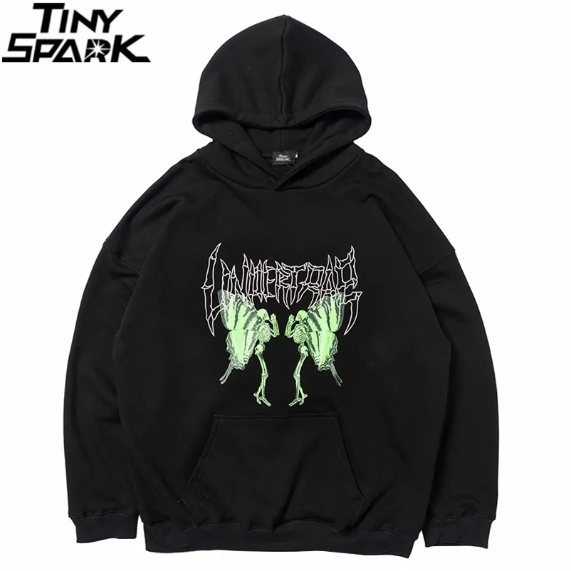 Hombres Hip Hop Sudadera con capucha Sudadera Dancing Skull Harajuku Sudadera con capucha Streetwear Invierno Fleece Sudadera con capucha Algodón 210715