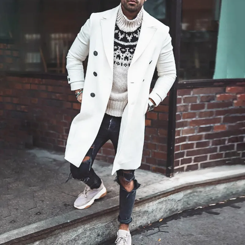 Mens white long coat on sale