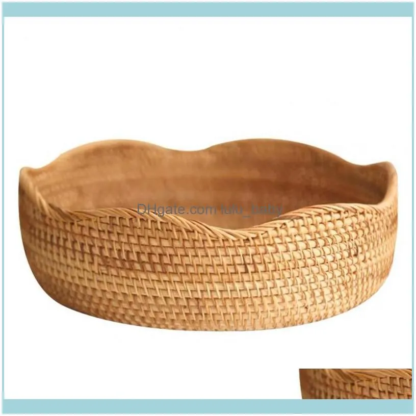 SALES!!! Round Rattan Woven Storage Basket Fruit Bread Kitchen Home Decor Organizer Jewelry Pouches, Bags