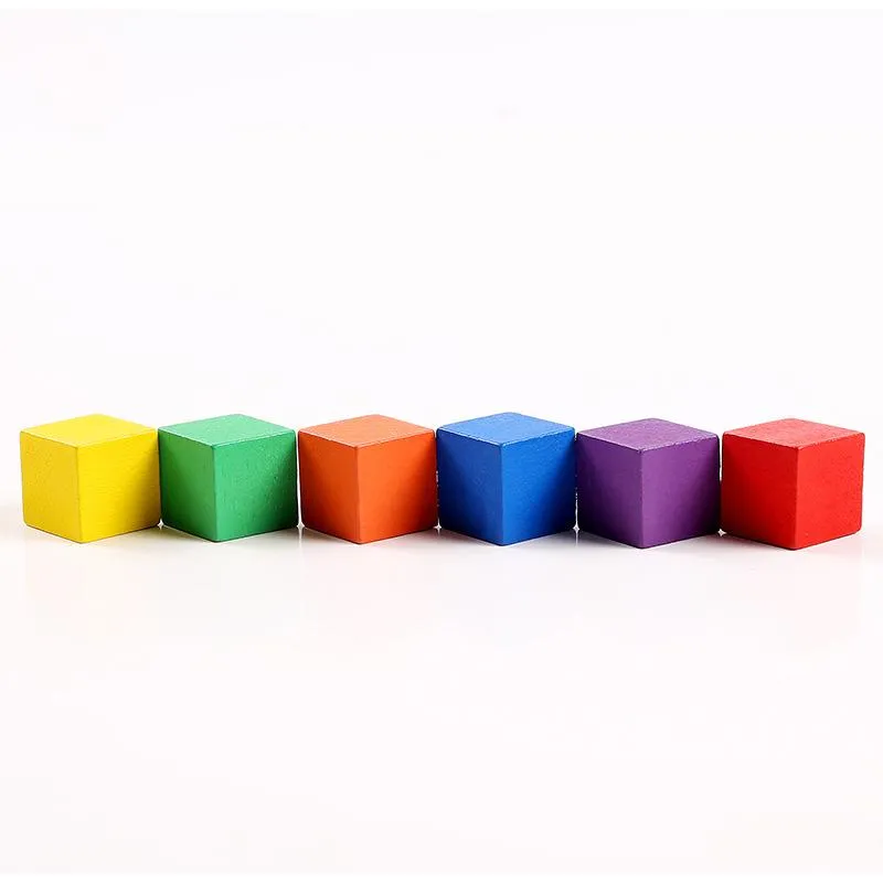 30 Pcs/Lot 3 X3CM beaucoup de couleurs Cubes en bois bâtiment empilé jouets en bois carrés
