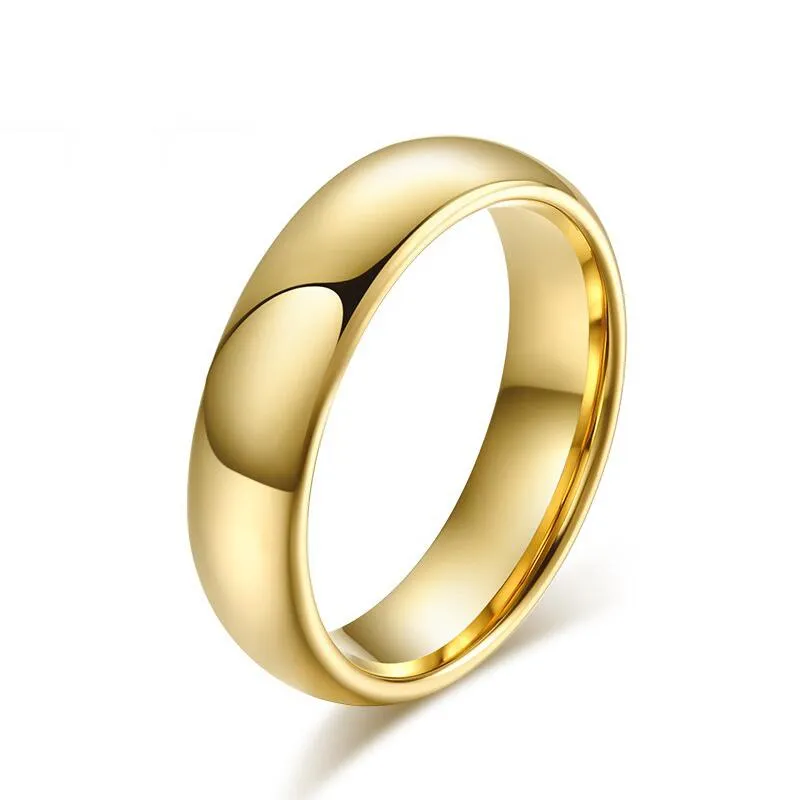 Eheringe 1 Stück 6 mm breit klassischer Wolframcarbid-Ring Goldfarbe für Männer Hohe Qualität