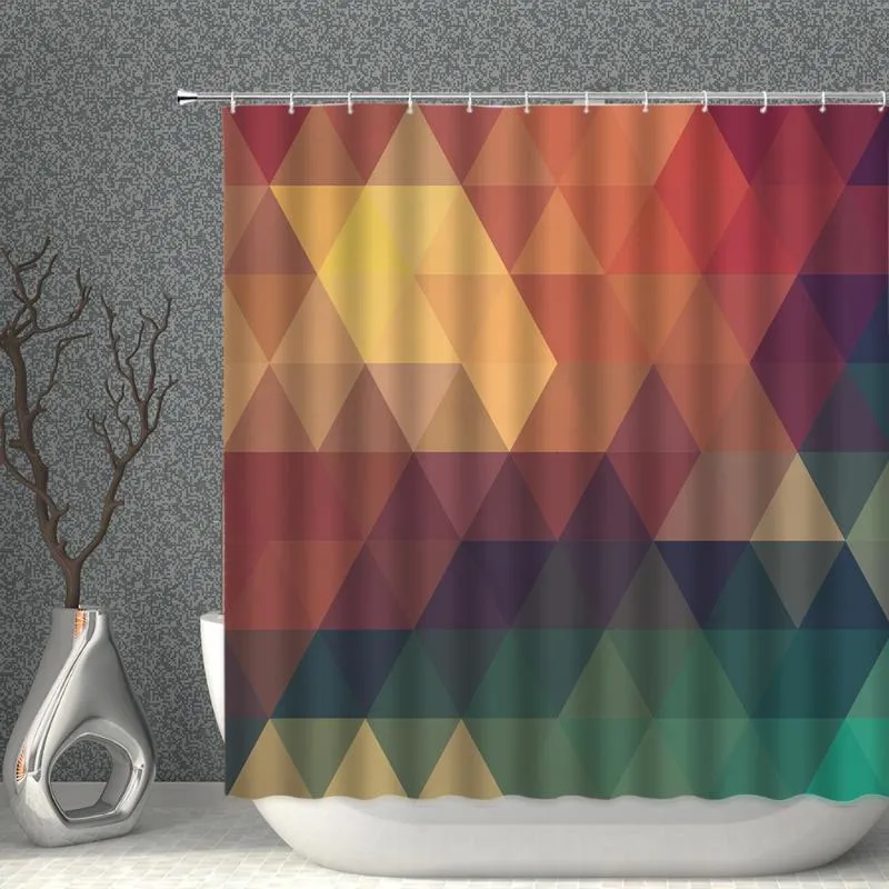 Cortinas de chuveiro gradiente de geometria cortina de pano impermeável Banho para tela de banheiro decoração de casa de banheira colorida