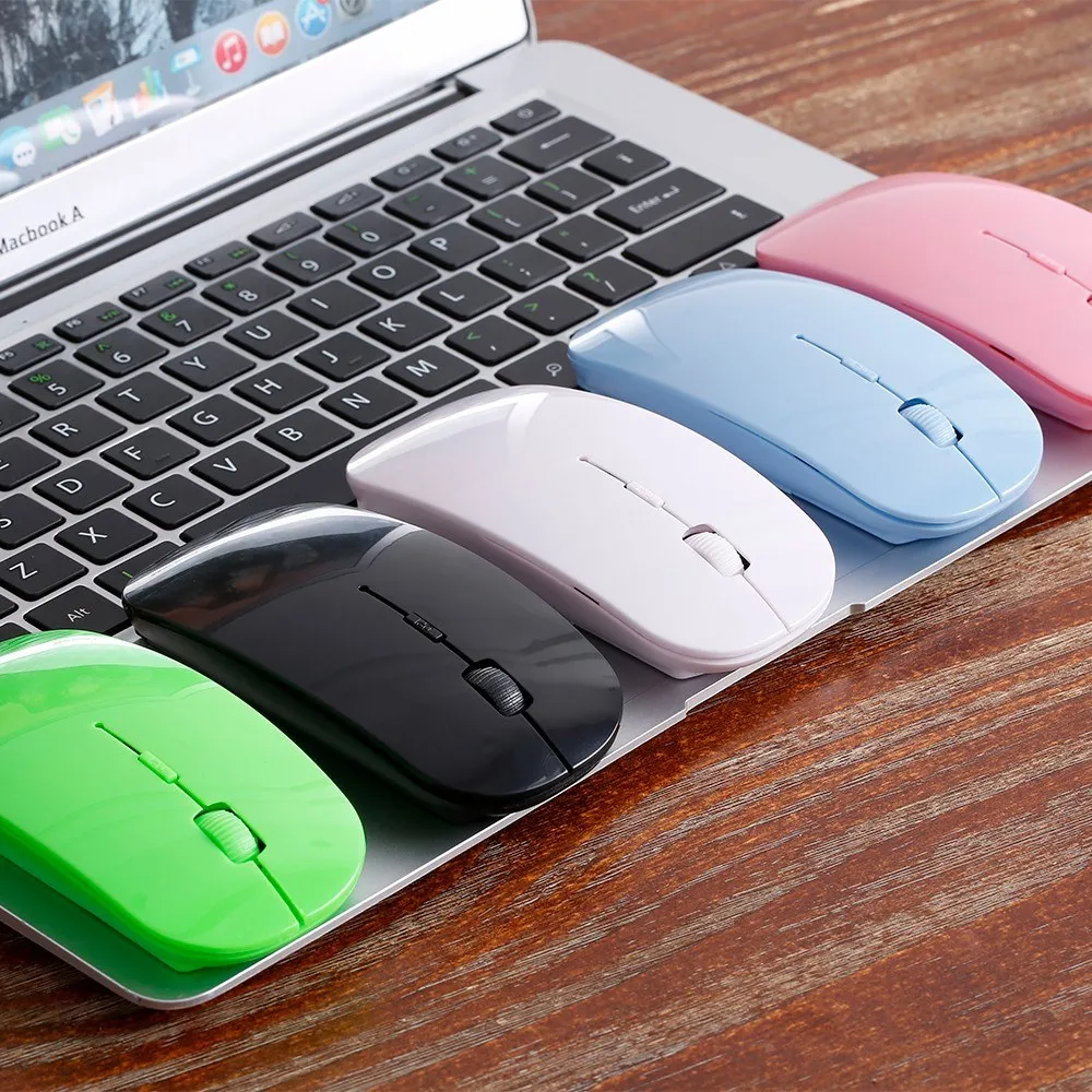 Mouse de jogo sem fio Mouse ultra-fino mudo rato 2.4GHz 4 chaves ratos ópticos 1600dpi para computador desktop computador portátil