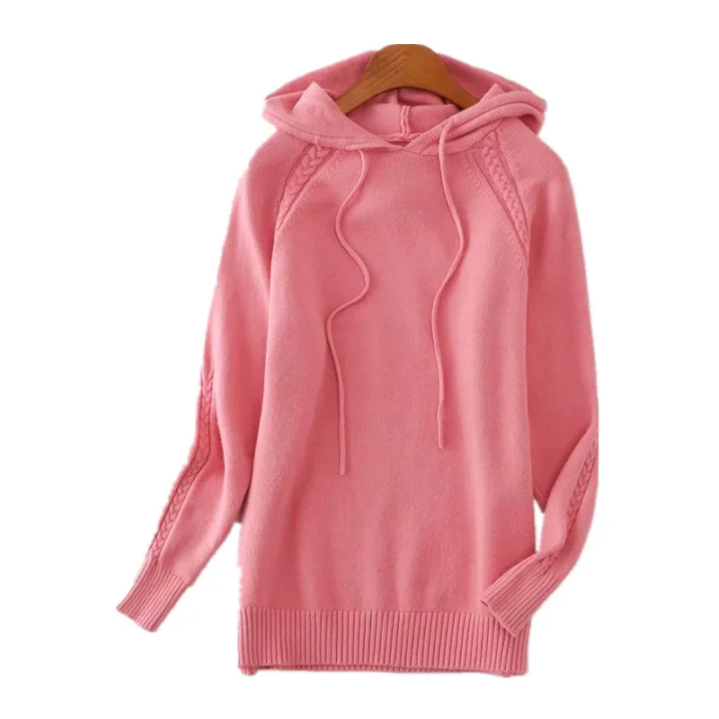 HSA Hoodie de malha suéteres de outono mulheres harajuku senhoras pulôver maciço sólido básico manga longa camisola feminina 210417