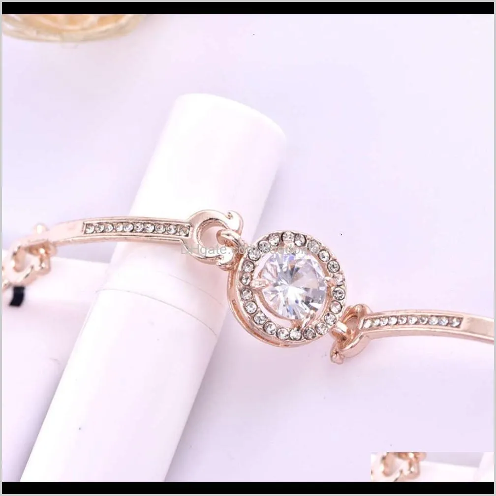 Andra armband smycken droppleverans 2021 rose guld hjärta åtta pil zirkon enkla kvinnors bär armband koreanska kristallsmycken0ry tuw0j
