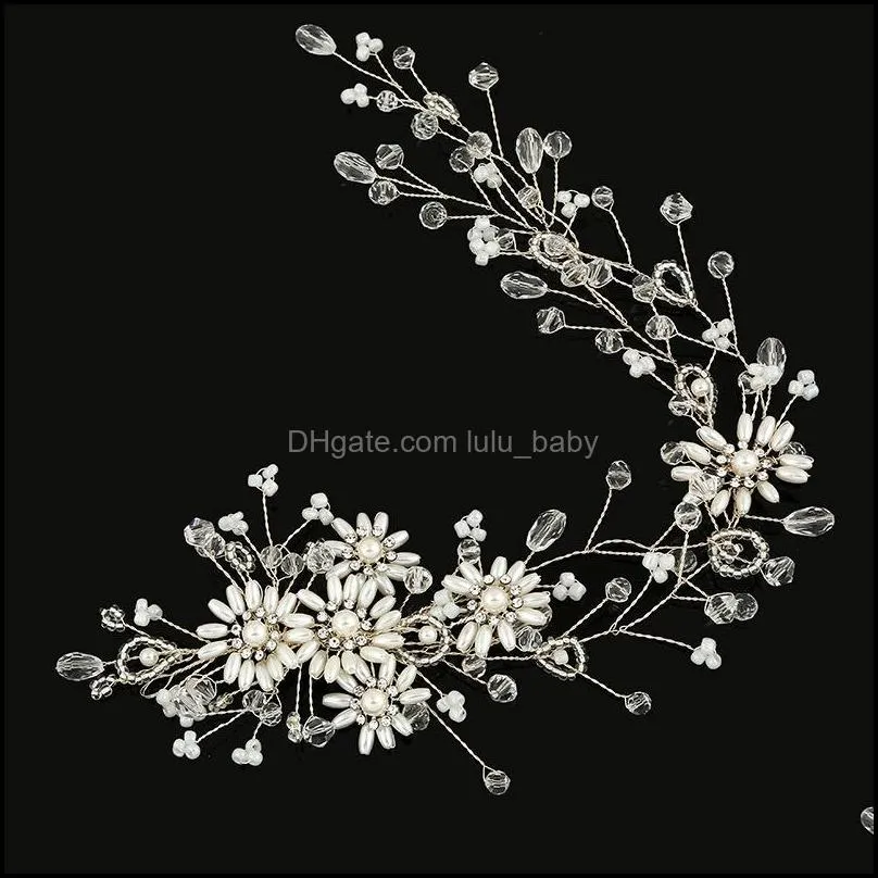 Hair Clips & Barrettes Jewelry Bridal Headwear Pearl Rhinestones Headbands Crystal Floral Wedding Aessories For Women Handmade Headpiece Dro