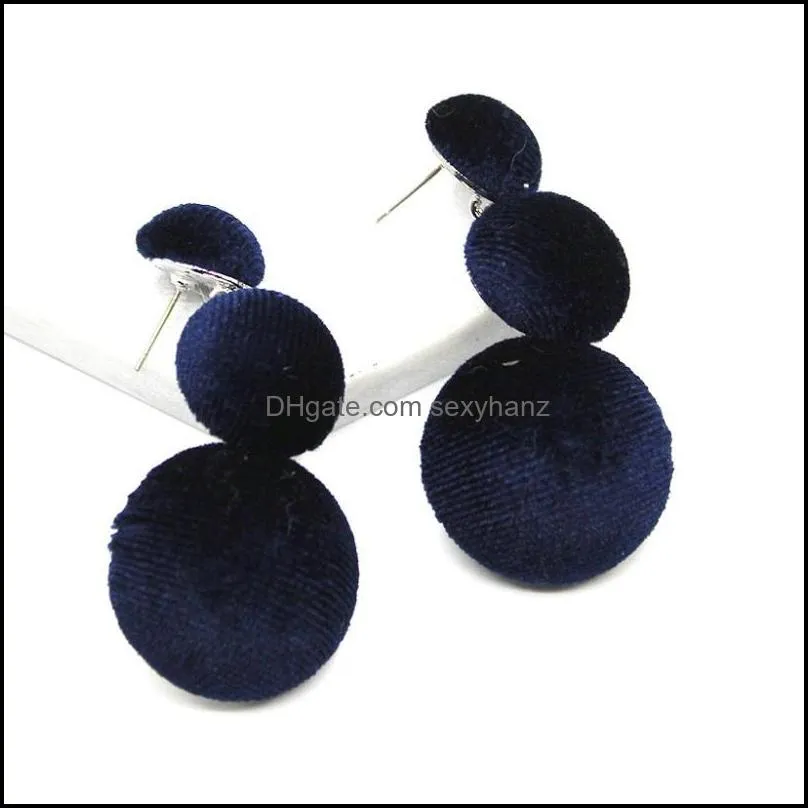 Hair Clips & Barrettes Female Dongdaemun South Korea Sale Style Plaid Fabric Velvet Big Round Circle Earrings Women