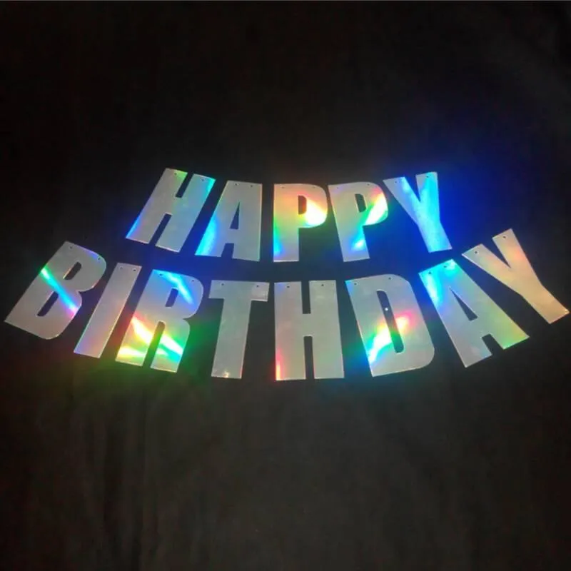 Party Decoration Style Birthday Decorations Laser Happy Banner Children Magic Paper Letter Card For Boy And Girl