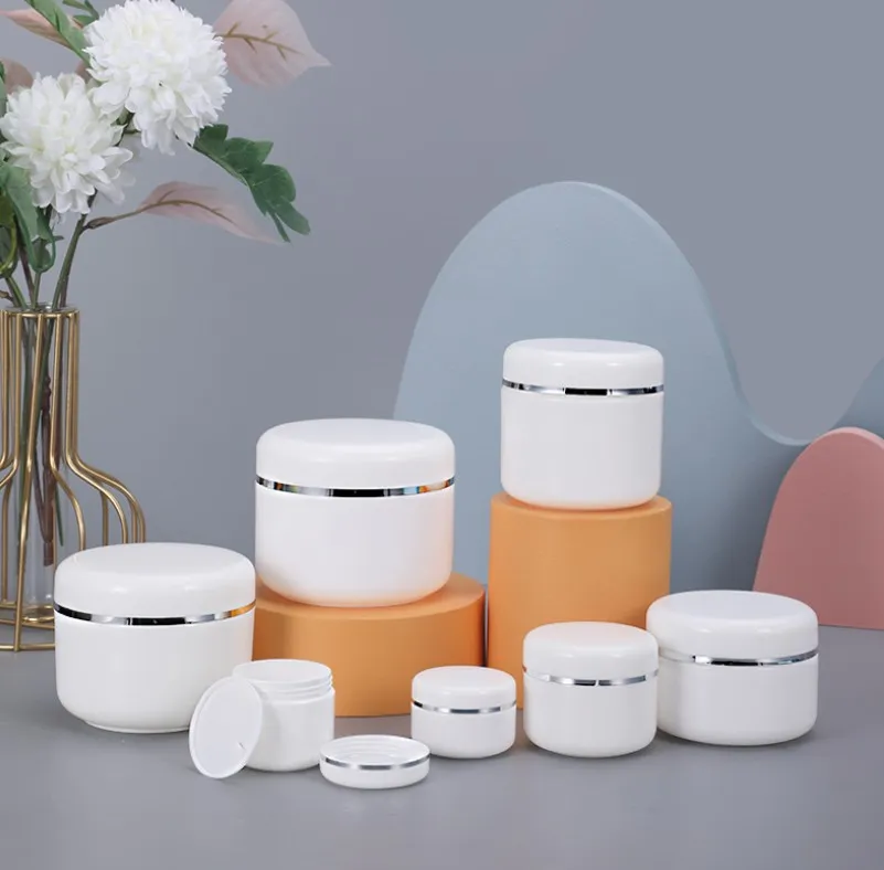 Witte draagbare navulbare cosmetische plastic potten reizen gezicht crème lotion cosmetische container lege make-up pot