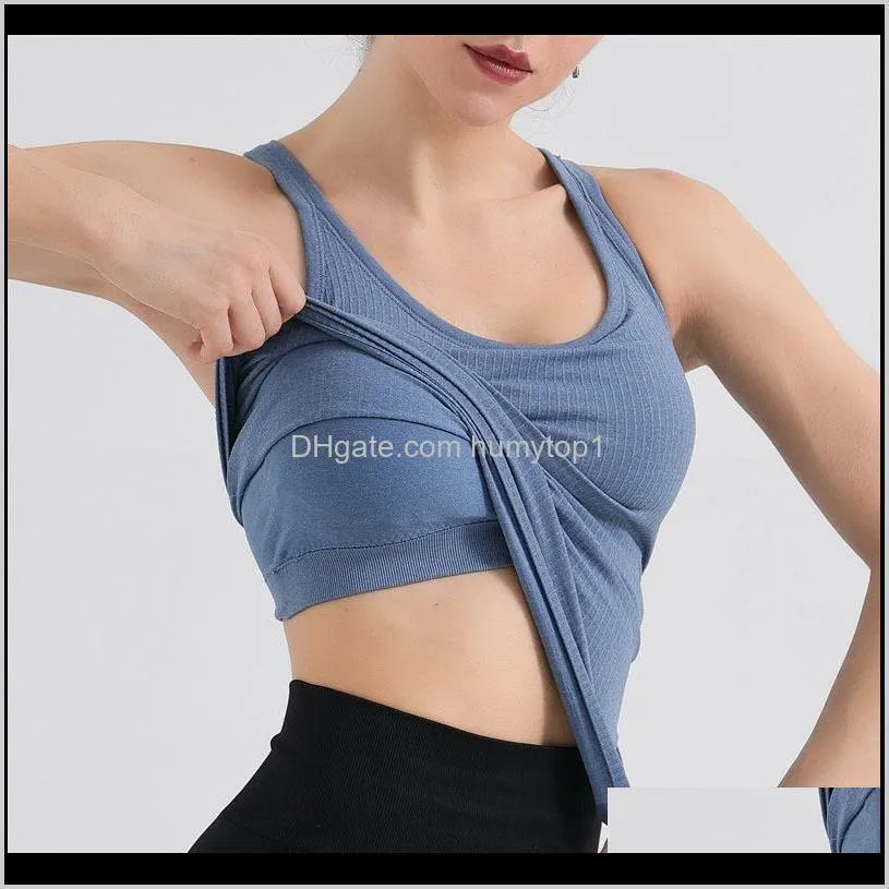Outfits Vest With Chest Pad Yoga Tops Vestbra Fitness Women Sport Sexy Shirt Gym Sports Tank Top Workout Running Clothing 8R22M Vdien