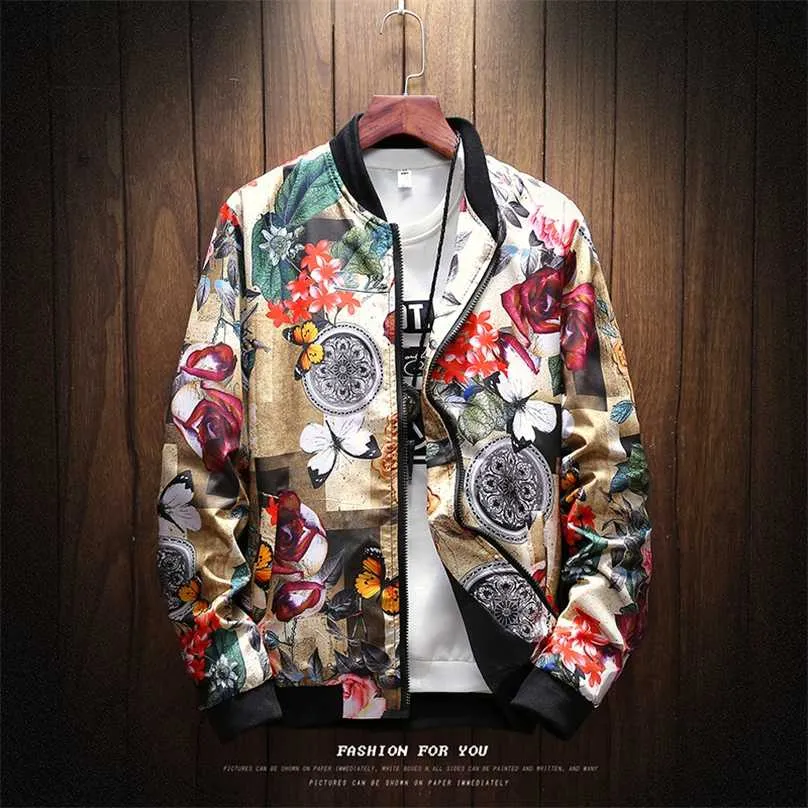 6 Style Fashion Spring Print Casual Jacket Mens Japanska Streetwear Designer Kläder Plus Asiatisk Storlek M-XXXL 4XL 5XL 211217