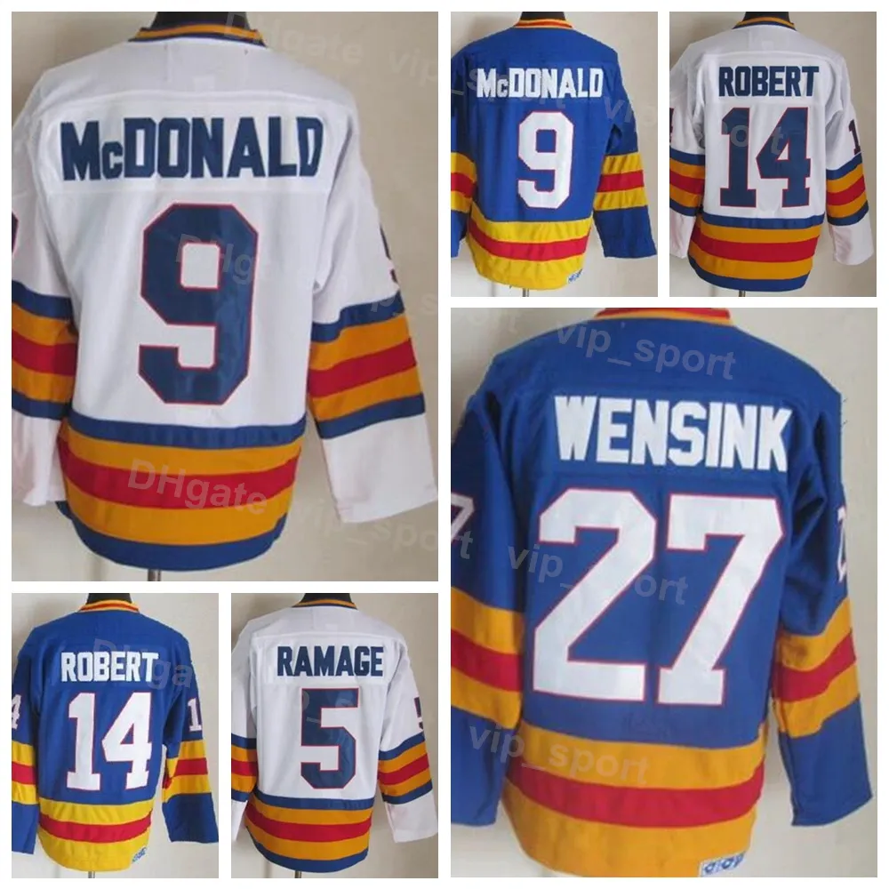 Hommes Hockey sur glace Vintage Retro 5 Rob Ramage Jersey 14 Rene Robert 9 Lanny McDonald 27 John Wensink 19 Joe Sakic 21 Peter Forsberg Pour les fans de sport Cousu Sport XueBeng